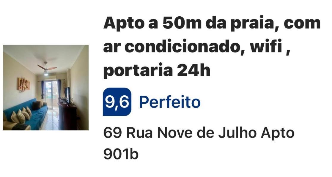 Apto A 50M Da Praia, Com Ar Condicionado, Wifi , Portaria 24H Praia Grande  Exteriér fotografie